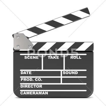 Movie clapperboard, opened. 3D Stock Illustration