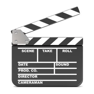 Movie clapperboard, opened. 3D Stock Illustration
