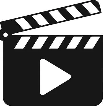 Movie clapperboard with play button, minimal simple vector illustration Stock Illustration