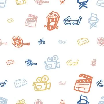 Movie Elements Seamless Pattern. Vector seamless pattern illustration Stock Illustration