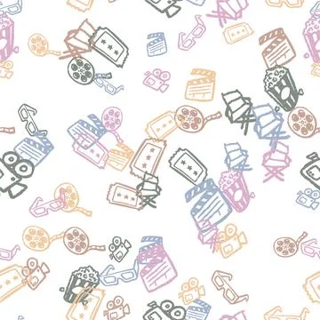 Movie Elements Seamless Pattern. Vector seamless pattern illustration Stock Illustration