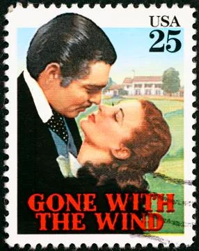 Movie Gone with the wind on postage stamp Stock Photos