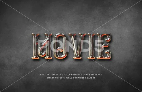 Movie gothic 3d text style effect mockup - PSD Template PSD Template