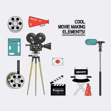 Movie making process design elements. Illustrazione stock