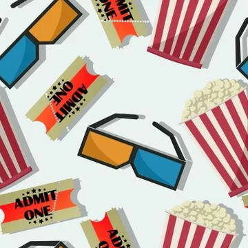 Movie night pattern Illustrazione stock