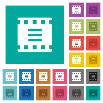 Movie options square flat multi colored icons Stock Illustration
