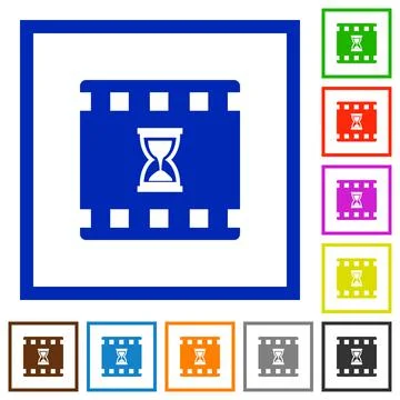 Movie processing flat framed icons Illustrazione stock