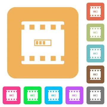 Movie processing rounded square flat icons Stock Illustration