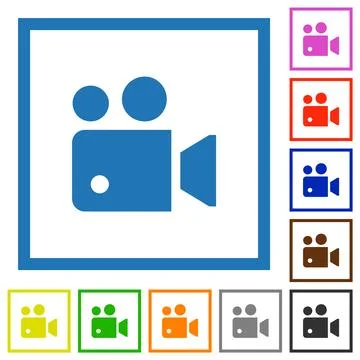 Movie projector solid flat framed icons Stockillustratie