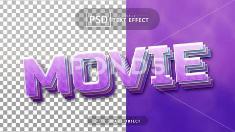 Movie purple 3d text effect PSD-Vorlage