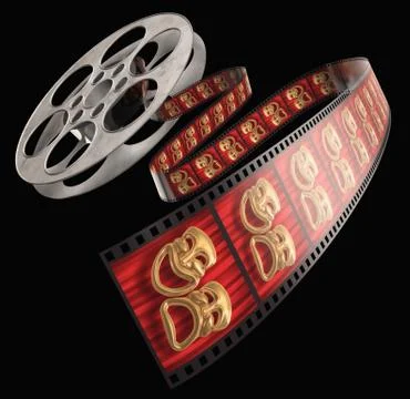 Film reel and box. Video, movie, cinema vintage concept. Stock Illustration