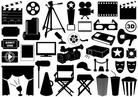 Movie related elements Illustrazione stock