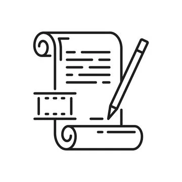 Movie script paper document and pen signature sign Stock Illustration