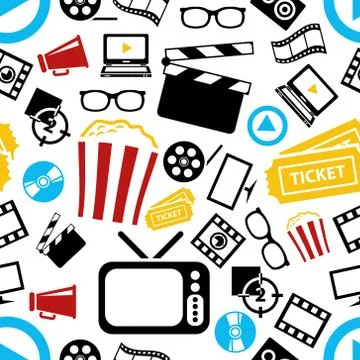 Movie seamless pattern Stock Illustration