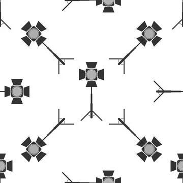Movie spotlight icon seamless pattern on white background. Light Effect. Scene Stock Illustration