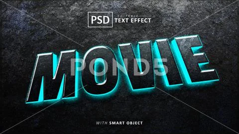 Movie text - editable 3d font effects Modèle PSD