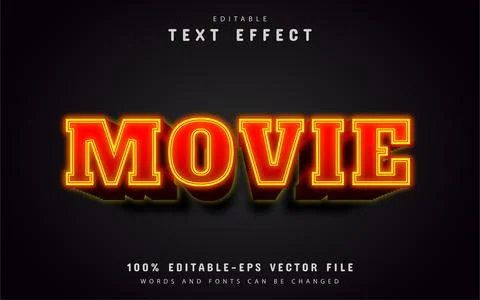 Movie text, editable 3d red text effect Stock Illustration