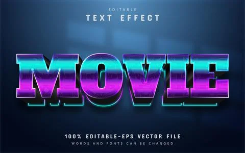 Movie text, editable 3d text effect with gradient Stock Illustration