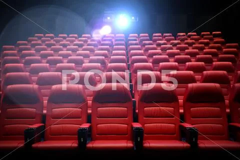 Movie theater empty auditorium with seats Stock Photos