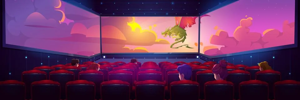 Movie theater hall with panoramic screen Stock Illustration