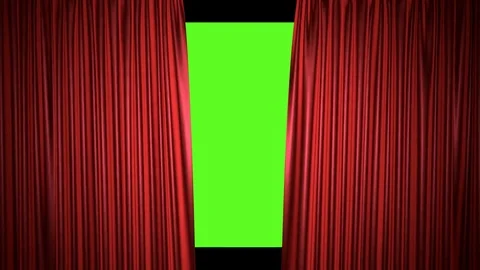 Movie theater red curtain opening realistic 3D animation Stock Footage