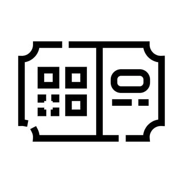 Movie ticket icon with qr code for admission Stock Illustration