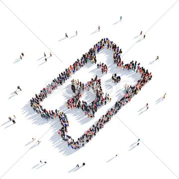 Movie ticket people 3D rendering Stock Illustration