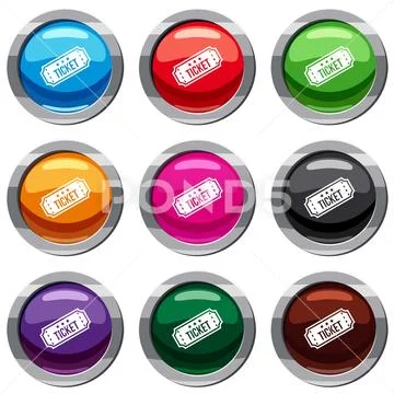 Movie ticket set 9 collection Stock Illustration