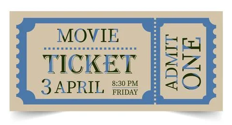 Movie ticket vector template. Stock Illustration