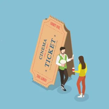 Movie tickets flat isometric vector concept. Stock Illustration