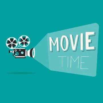 Movie time poster. Cartoon vector illustration. Cinema motion picture イラスト素材