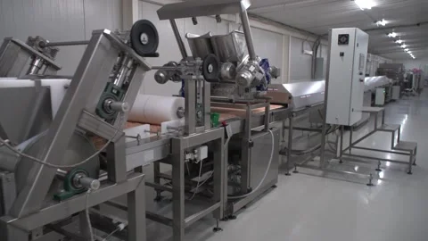 Movig handled camera along grey metallic nut bar making machine Stock Footage 163713662