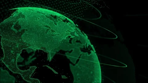 Moving 3D World Animation Map with Technology Network and Digital Concept, Abstr Video stock 274420053