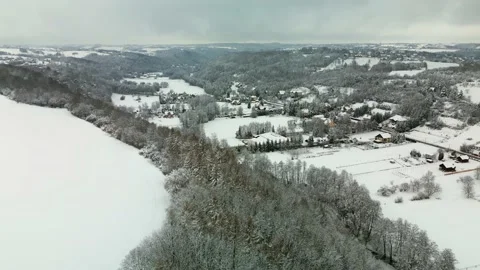 Moving 4K drone flight over the village Stock Footage 231262875