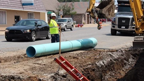 Moving 8" PVC Drain Pipe Stock Footage 104685901