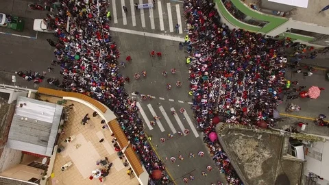 Moving Above Carnival Parade  Stock Footage 73086795