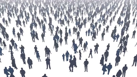 Moving above massive people crowd to into the crowd Stock Footage 132671970