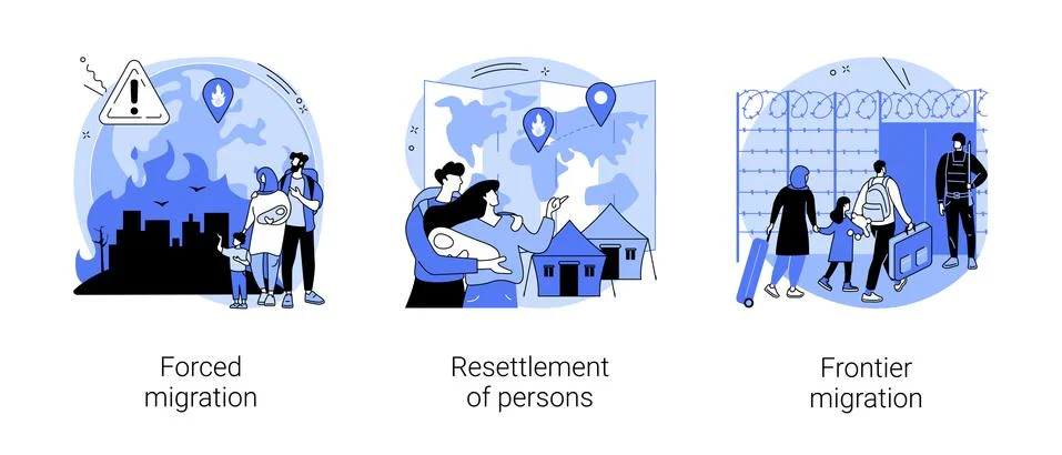 Moving abroad abstract concept vector illustrations. Stock Illustration