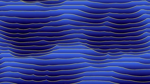 Moving Abstract Blue Waves with Yellow Outlines Gradient Stock Footage 313488859