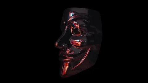 Moving abstract colored patterns are reflected in the mirror mask of Anonymous Stock Footage 313181698