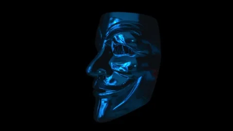 Moving abstract colored patterns are reflected in the mirror mask of Anonymous Stock Footage 313223382