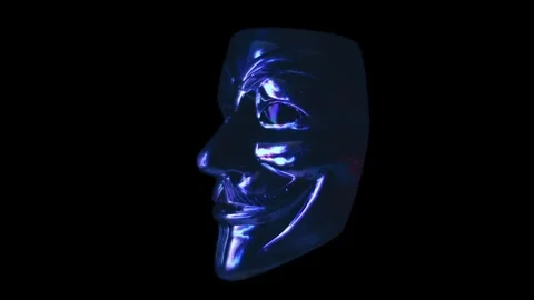 Moving abstract colored patterns are reflected in the mirror mask of Anonymous Stock Footage 313233111