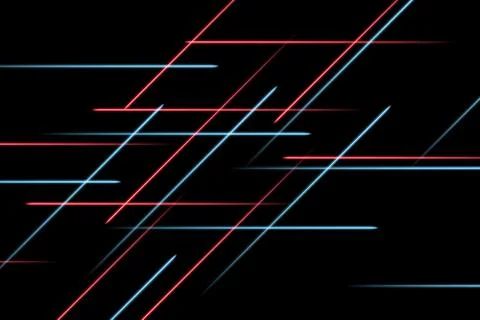 Moving abstract neon lines in space. Abstract blue and red neon lines in space Stock Illustration