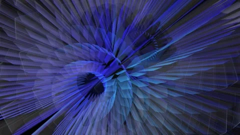 Moving abstract transparent shapes made of shiny hi-tech blue lines Stock Footage 251949652