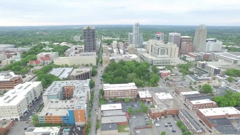 Moving aerial footage above downtown Raleigh, NC. Stock Footage 75461653