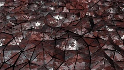 Moving aged and weathered rusty metal triangles pattern looping 3D animation Stock-Footage 205229683