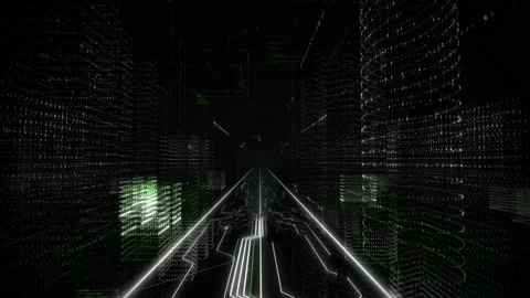 Moving Ahead In Artificial City Made By Designer In 3d Computer Graphics Stock Footage 157460924