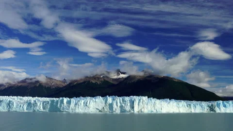 Moving along face of Perito Moreno glacier in Patagonia Stock Footage 131044655