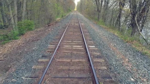 Moving along A train track Stock Footage 307107791