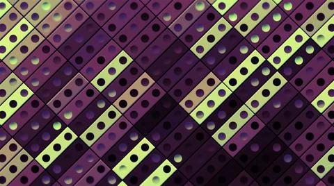 Moving and blinking color spots on mosaic rectangles. Motion. Colorful Stock Illustration